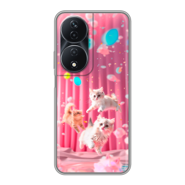 Силиконовый чехол на Honor 90 Smart с принтом милые котики Силиконовый чехол на Honor 90 Smart с принтом милые котики