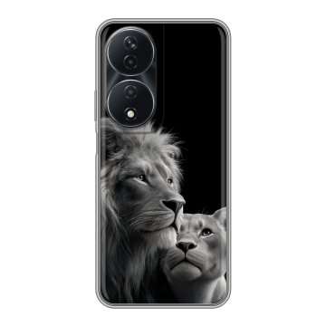 Силиконовый чехол на Honor 90 Smart с принтом Лев кошки Силиконовый чехол на Honor 90 Smart с принтом Лев кошки