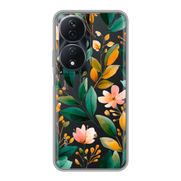 Силиконовый чехол на Honor 90 Smart с принтом Цветы паттерн Силиконовый чехол на Honor 90 Smart с принтом Цветы паттерн