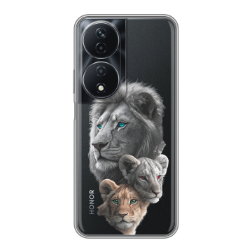 Силиконовый чехол на Honor 90 Smart с принтом Львы Силиконовый чехол на Honor 90 Smart с принтом Львы