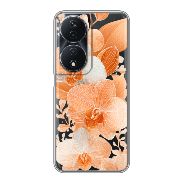 Силиконовый чехол на Honor 90 Smart с принтом Бежевые цветы Силиконовый чехол на Honor 90 Smart с принтом Бежевые цветы