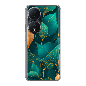 Силиконовый чехол на Honor 90 Smart с принтом Листья и золото Силиконовый чехол на Honor 90 Smart с принтом Листья и золото