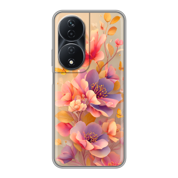 Силиконовый чехол на Honor 90 Smart с принтом Цветы и бабочки