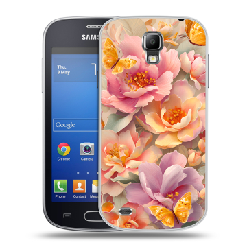 Пластиковый чехол на Samsung Galaxy S4 Active с принтом Цветы и бабочки
