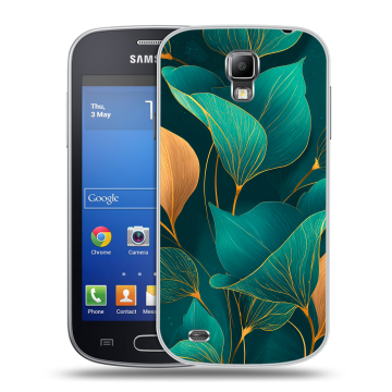 Пластиковый чехол на Samsung Galaxy S4 Active с принтом Листья и золото