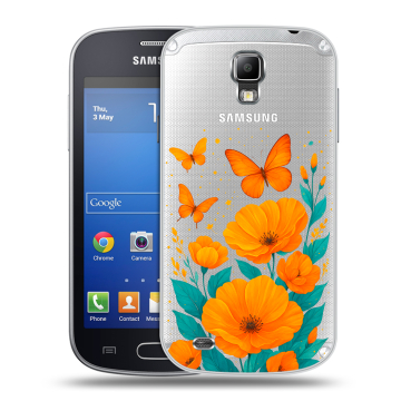 Пластиковый чехол на Samsung Galaxy S4 Active с принтом цветы бабочки Пластиковый чехол на Samsung Galaxy S4 Active с принтом цветы бабочки