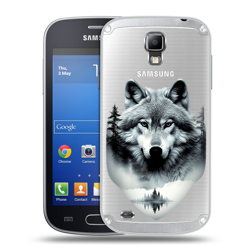 Пластиковый чехол на Samsung Galaxy S4 Active с принтом Волк в лесу Пластиковый чехол на Samsung Galaxy S4 Active с принтом Волк в лесу