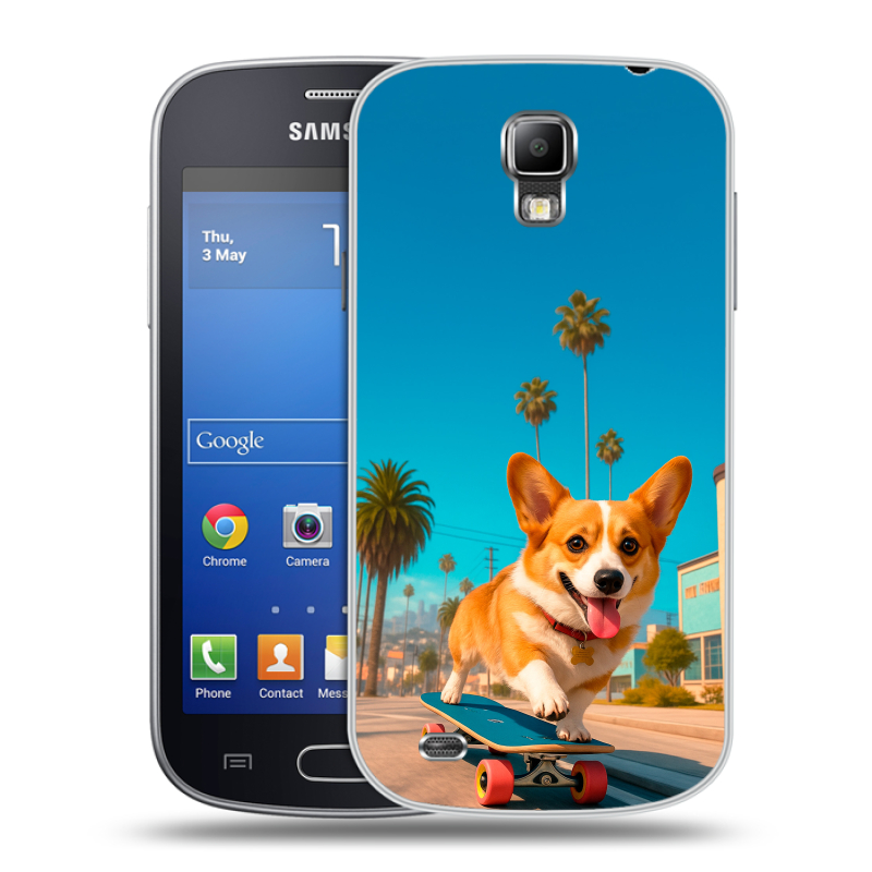Пластиковый чехол на Samsung Galaxy S4 Active с принтом Корги на скейте Пластиковый чехол на Samsung Galaxy S4 Active с принтом Корги на скейте