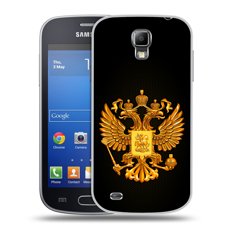 Пластиковый чехол на Samsung Galaxy S4 Active с принтом Герб России желтый Пластиковый чехол на Samsung Galaxy S4 Active с принтом Герб России желтый