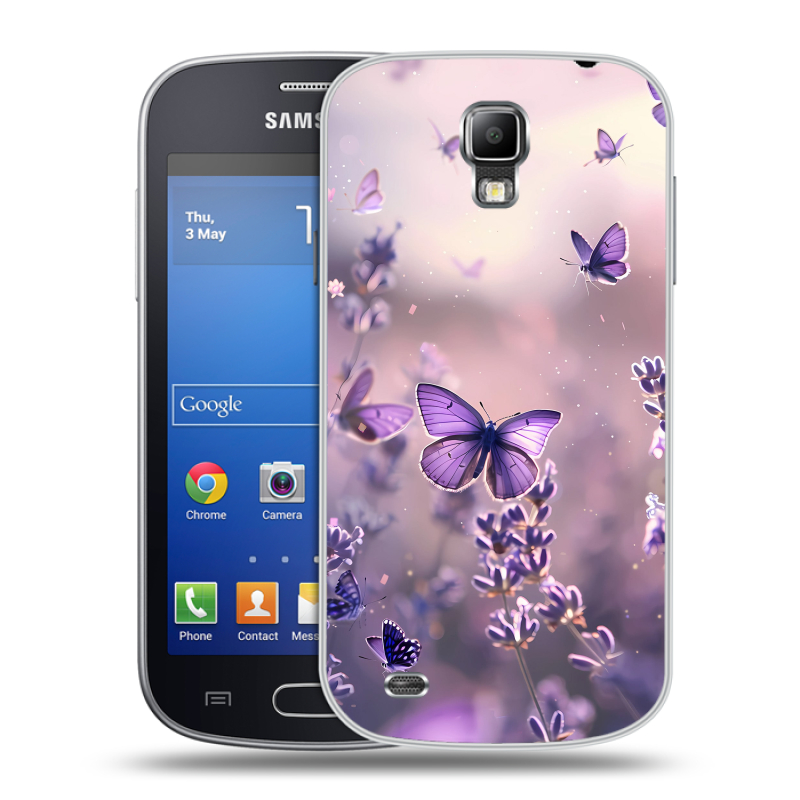 Пластиковый чехол на Samsung Galaxy S4 Active с принтом бабочки и лаванда Пластиковый чехол на Samsung Galaxy S4 Active с принтом бабочки и лаванда