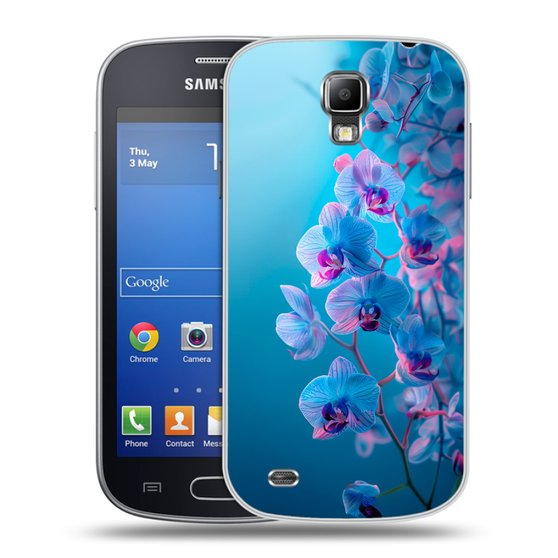 Пластиковый чехол на Samsung Galaxy S4 Active с принтом голубые орхидеи Пластиковый чехол на Samsung Galaxy S4 Active с принтом голубые орхидеи