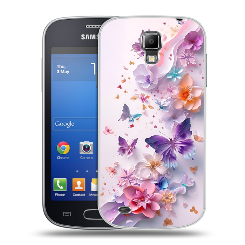 Пластиковый чехол на Samsung Galaxy S4 Active с принтом цветы бабочки Пластиковый чехол на Samsung Galaxy S4 Active с принтом цветы бабочки