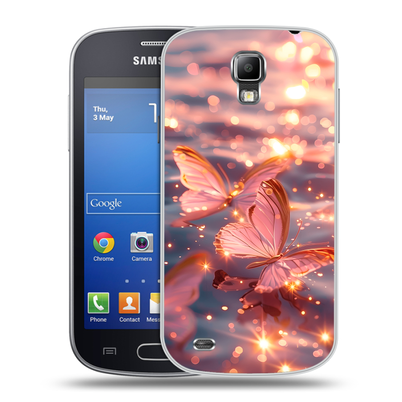 Пластиковый чехол на Samsung Galaxy S4 Active с принтом бабочки розовые Пластиковый чехол на Samsung Galaxy S4 Active с принтом бабочки розовые