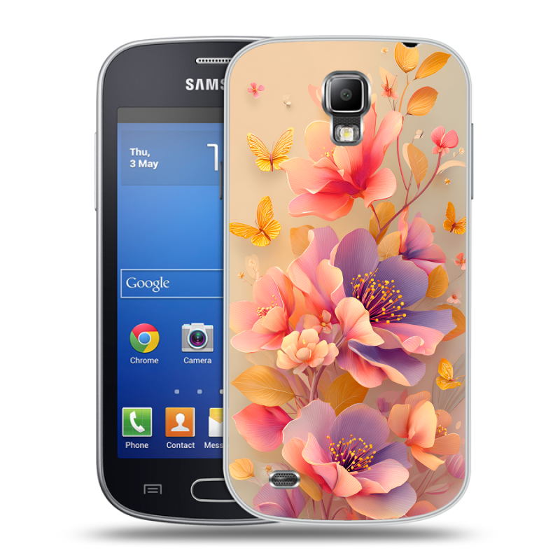 Пластиковый чехол на Samsung Galaxy S4 Active с принтом Цветы и бабочки Пластиковый чехол на Samsung Galaxy S4 Active с принтом Цветы и бабочки