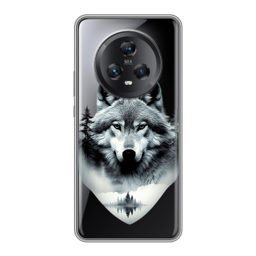 Силиконовый чехол на Honor Magic 5 с принтом Волк в лесу Силиконовый чехол на Honor Magic 5 с принтом Волк в лесу