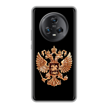 Силиконовый чехол на Honor Magic 5 с принтом Герб России золотой