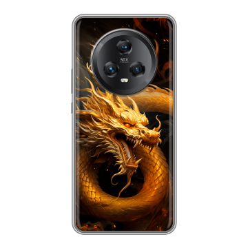 Силиконовый чехол на Honor Magic 5 с принтом Золотой дракон