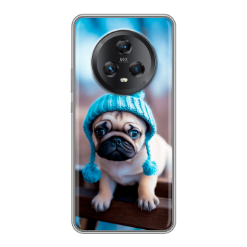 Силиконовый чехол на Honor Magic 5 с принтом Мопс в шапке