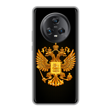 Силиконовый чехол на Honor Magic 5 с принтом Герб России желтый Силиконовый чехол на Honor Magic 5 с принтом Герб России желтый