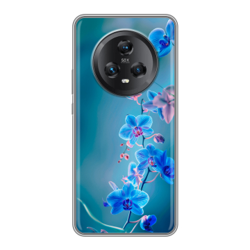 Силиконовый чехол на Honor Magic 5 с принтом Голубые цветы Силиконовый чехол на Honor Magic 5 с принтом Голубые цветы