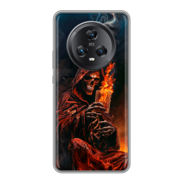 Силиконовый чехол на Honor Magic 5 с принтом Скелет и карты