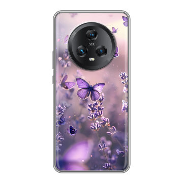 Силиконовый чехол на Honor Magic 5 с принтом бабочки и лаванда Силиконовый чехол на Honor Magic 5 с принтом бабочки и лаванда