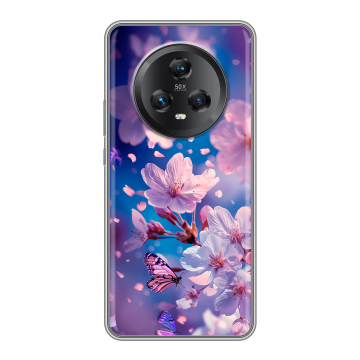 Силиконовый чехол на Honor Magic 5 с принтом цветы бабочки