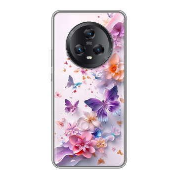 Силиконовый чехол на Honor Magic 5 с принтом цветы бабочки