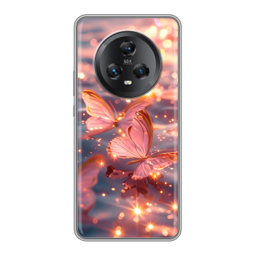 Силиконовый чехол на Honor Magic 5 с принтом бабочки розовые Силиконовый чехол на Honor Magic 5 с принтом бабочки розовые