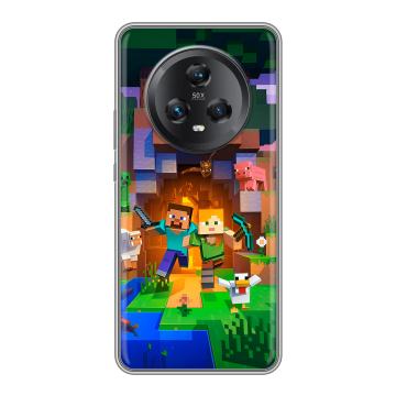 Силиконовый чехол на Honor Magic 5 с принтом Майнкрафт Minecraft