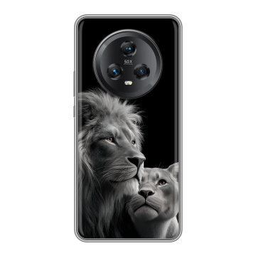 Силиконовый чехол на Honor Magic 5 с принтом Лев кошки