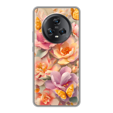 Силиконовый чехол на Honor Magic 5 с принтом Цветы и бабочки