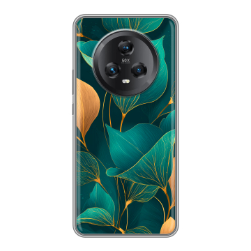 Силиконовый чехол на Honor Magic 5 с принтом Листья и золото