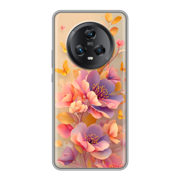 Силиконовый чехол на Honor Magic 5 с принтом Цветы и бабочки