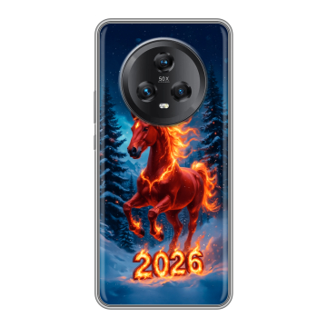 Силиконовый чехол на Honor Magic 5 с принтом Новый год коня