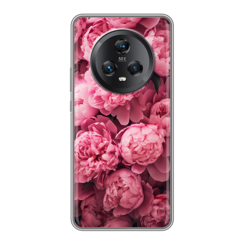 Силиконовый чехол на Honor Magic 5 с принтом цветы пионы Силиконовый чехол на Honor Magic 5 с принтом цветы пионы