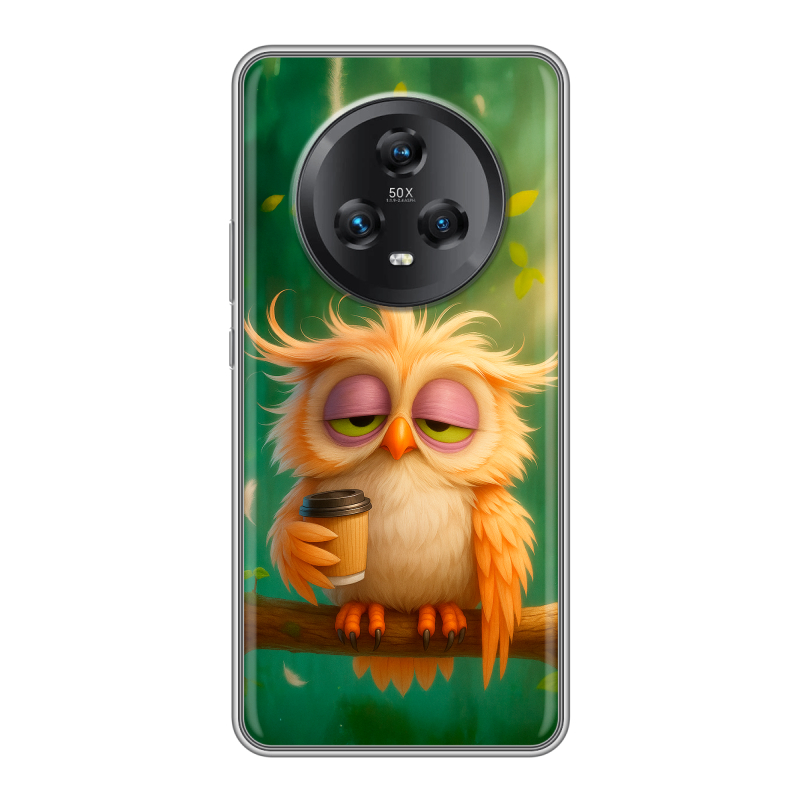 Силиконовый чехол на Honor Magic 5 с принтом сова Силиконовый чехол на Honor Magic 5 с принтом сова