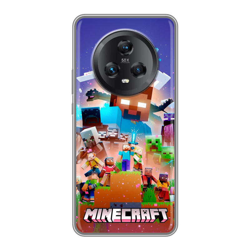 Силиконовый чехол на Honor Magic 5 с принтом Майнкрафт Minecraft Силиконовый чехол на Honor Magic 5 с принтом Майнкрафт Minecraft
