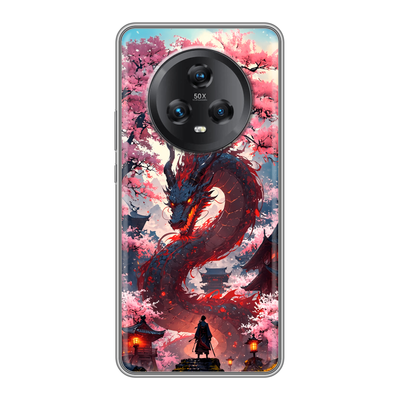 Силиконовый чехол на Honor Magic 5 с принтом Дракон Японский Силиконовый чехол на Honor Magic 5 с принтом Дракон Японский