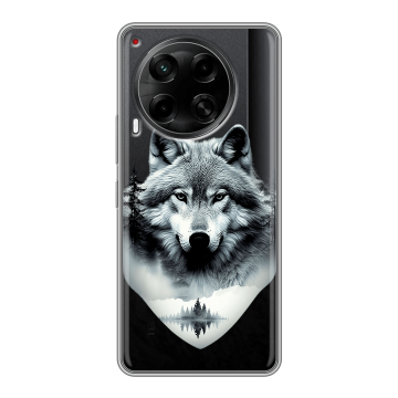 Силиконовый чехол на Tecno Camon 30 5G с принтом Волк в лесу