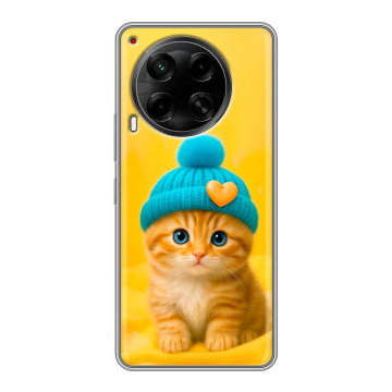 Силиконовый чехол на Tecno Camon 30 5G с принтом Котенок в шапке