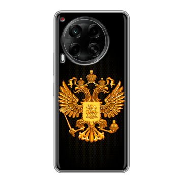 Силиконовый чехол на Tecno Camon 30 5G с принтом Герб России желтый Силиконовый чехол на Tecno Camon 30 5G с принтом Герб России желтый