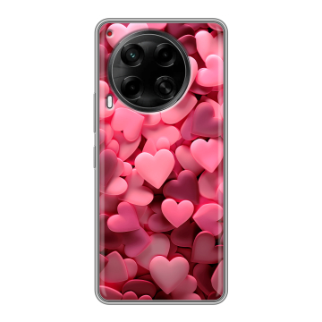 Силиконовый чехол на Tecno Camon 30 5G с принтом розовые сердечки