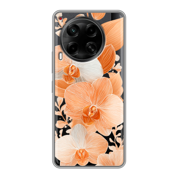 Силиконовый чехол на Tecno Camon 30 5G с принтом Бежевые цветы