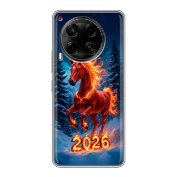 Силиконовый чехол на Tecno Camon 30 5G с принтом Новый год коня