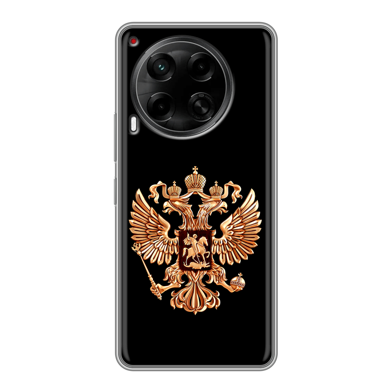 Силиконовый чехол на Tecno Camon 30 5G с принтом Герб России золотой Силиконовый чехол на Tecno Camon 30 5G с принтом Герб России золотой