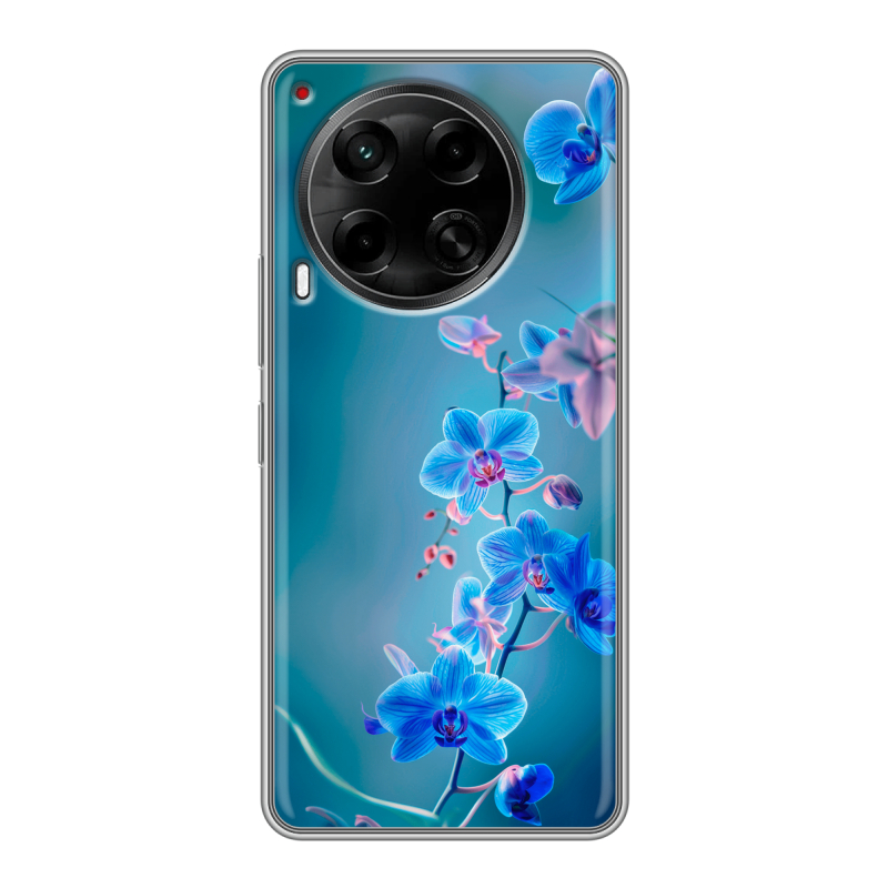 Силиконовый чехол на Tecno Camon 30 5G с принтом Голубые цветы Силиконовый чехол на Tecno Camon 30 5G с принтом Голубые цветы