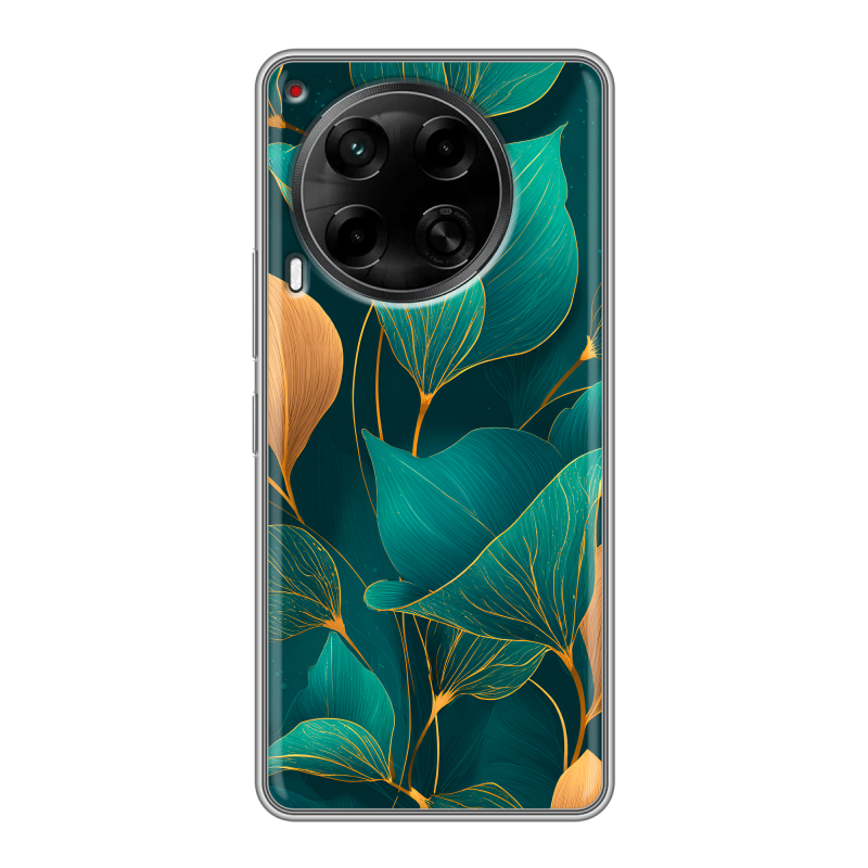Силиконовый чехол на Tecno Camon 30 5G с принтом Листья и золото Силиконовый чехол на Tecno Camon 30 5G с принтом Листья и золото