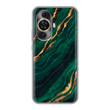Силиконовый чехол на Huawei Nova 12S с принтом Мрамор зеленое золото