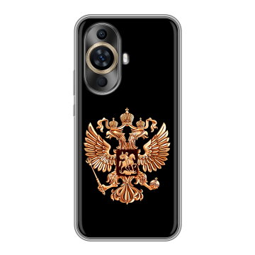 Силиконовый чехол на Huawei Nova 12S с принтом Герб России золотой